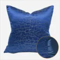 Blue square throw pillow cover with golden crackle texture, soft fabric cushion case. - Blue Texture AB No Edging Style