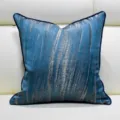Hermoso cojín decorativo azul con patrón abstracto plateado para el sofá de la sala. - 30x50cm Funda de Cojín Lumbar Pequeña Solo / Azul AB con ribete