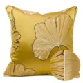 Fodera per cuscino gialla con stampa foglie di ginkgo per divano salotto, federa elegante. - Oro Stile Profilo AB