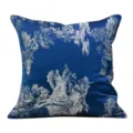 Blue Square Throw Pillow Cover with Silver Landscape Pattern for Home Bed Cushion - Blue Plant AB Style without Piping