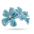 Blue rhinestone bow shoe clip detachable women shoe accessories decorative buckle shoe charm - Lake Blue