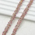 0.9cm strass rose chaîne bordure cristal thermocollant vêtement accessoire DIY top - 0,9 cm / 1 yard / 90 cm de long / 07 rose clair argenté