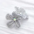 Rhinestone shoe flower white double floral crystal charm DIY women footwear accessory charm - 4 White