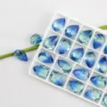 Strass di cristallo blu sfumato a forma di pera, retro appuntito 13x18mm per artigianato. - Confezione da 10 Pezzi / 01