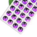 Purple round glass sew-on crystals with dual holes for garment decoration craft DIY 100c - 14mm 28 Pieces/Pack / Violet