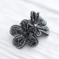 Sparkling black rhinestone flower shoe clips decorative charms for women accessories style - 5 Black Base + Black Rhinestones