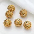 Gold rhinestone disco balls pave crystal beads for DIY phone chains jewelry making - Gold