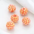 Orange iridescent rhinestone ball loose beads, DIY piercing craft supply for phone chains. - Orange