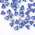 Blue heart crystal rhinestones with silver claw settings for DIY craft jewelry making - 12x13mm (20 pcs/pack) / Dark Blue
