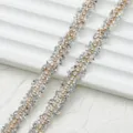 Chaîne de strass dorée et argentée, bande de diamants en cristal thermocollant 0.9cm. - 0,9 cm / 1 yard / 90 cm de long / Argent Blanc