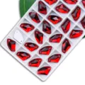 Red axe shaped glass rhinestones double hole sew on crystal buttons for DIY dress apparel accessories - Bright Red