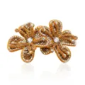 Rhinestone bow shoe clips sparkling crystal shoe flowers decorative women footwear accessories - 14 Orange-Yellow