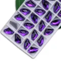 Purple sew-on glass rhinestones, axe shaped crystal beads for DIY wedding dress apparel accessories. - Violet