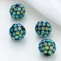 Colorful rhinestone spherical loose beads, shimmering crystal star beads for DIY jewelry making. - Green