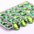 Green Round Glass Sew-on Rhinestones Mineral Gold Double Holes Flatback Buttons for Sewing - 12mm 40 Pieces/Pack / 51 Yellow-Green Colorful