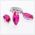 Fuchsia marquise crystal rhinestones with metal claw settings, sew-on glass gems for DIY apparel. - 9*18mm 12 pcs/pack / Rose Red