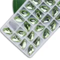 Green glass rhinestones axe shape double holes sewing crystals DIY dress accessories variant. - Fruit Green