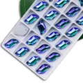 Strass cristaux AB en forme de S à coudre pour vêtements DIY et accessoires de mode. - 29 Bleu Paon AB