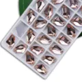 Champagne pink axe-shaped glass sewing rhinestones, dual-hole flatback gems for DIY dresses. - Water Red