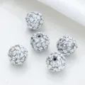 Silver rhinestone round beads with holes for DIY jewelry crafting, phone chains and handmade pendants. - Silver White