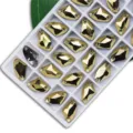 Gold and dark glass sew-on rhinestones dual holes axe shaped DIY apparel accessories - Mineral Gold