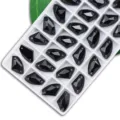 Black axe-shaped sew-on glass rhinestones with double holes, flatback crystal gems for DIY dresses. - Black