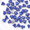 Blue heart crystal rhinestones with silver claw settings for DIY jewelry making craft sewing. - 12x13mm (20 pcs/pack) / Ink Blue