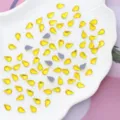 8x4.8mm glas druppel strass steentjes platte achterkant kleurrijke diamanten art - 100 Stuks/Pak / Citroengeel