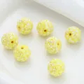 Yellow rhinestone chunky beads with hole for DIY jewelry making, phone chains, and cute pendants - Yellow