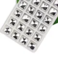 Round Double Hole Glass Sew on Rhinestones Crystal Buttons for Garment DIY Crafts Accessories - 14mm 28 Pieces/Pack / Mineral Silver