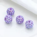 Purple Iridescent Rhinestone Ball Beads DIY Craft Jewelry Loose Beads Variant Option - Purple