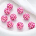 Colorful iridescent rhinestone bubble gum beads drilled loose beads for DIY phone chains crafts - Rose Red
