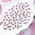 8x4.8mm kristalglas druppel platte achterkant hotfix strass stenen voor sprankelende nail art. - 100 Stuks/Pak / Donkerpaars
