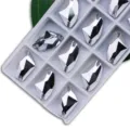 Silver axe-shaped crystal rhinestones double hole sew on glass diamonds for DIY dress variant. - 25 Mineral Silver