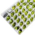 Olive green axe shaped sew on glass rhinestones in tray for diy wedding dress garments. - 77 Olive Green