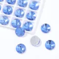 Blue Round Dual-Hole Glass Sew-On Rhinestones Flatback Crystal Beads for Craft Garments - 14mm 28 Pieces/Pack / 55 Light Blue