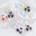 DIY alloy flower cap bead charms, assorted colorful rhinestone spacer jewelry findings. - 16mm / Mixed
