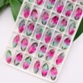 Rosa-grüne Farbverlauf Markise Kristall Strasssteine, 9x18mm spitzes Ende DIY Bastelsteine. - 9x18mm (10 Stk/Packung) / Rosa-Grün-Verlauf