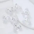 Silver alloy flower bead caps with white rhinestones, perfect for DIY jewelry making accessories - 16mm / White (2)
