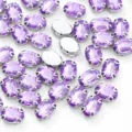 Paarse ovale glazen naaisteentjes met zilveren klauwen voor DIY-kleding en trouwjurkaccessoires. - 10 x 14 mm 50 stuks/pak / 2 Lichtviolet