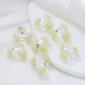 DIY alloy flower bead caps with yellow petals and rhinestones for handmade jewelry. - 16mm / Style 3 Yellow