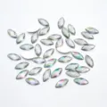 Marquise acrylic rhinestones flatback crystal gems for DIY phone case nail art decoration - Marquise / 500 Pieces Pack (7x15mm) / White AB