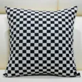 Nordic black and white checkerboard square throw pillow with insert for sofa living room - Pillow Insert & Pillowcase Set / Black and White Check (45x45 cm)