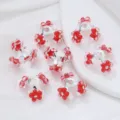 DIY alloy bead caps with red flower star rhinestones, perfect handmade jewelry accessories. - 16mm / Red (4)