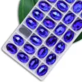 Oval blue glass rhinestones flat back double hole crystal DIY garment decor variant item - 30 Royal Blue AB