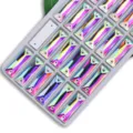 Sew on rectangular glass crystal rhinestones double hole AB colorful DIY garment accessories - 02 White AB