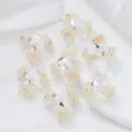 Silver alloy flower bead caps for jewelry making, DIY craft crystal rhinestone spacers. - 16mm / Champagne