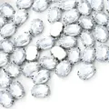 Ovale heldere glasstrasssteinen met zilveren klauwsetingen voor DIY kleding en jurken. - 10 x 14 mm 50 stuks/pak / Transparant Wit