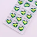 17mm pendente strass cristallo cuore grasso, verde AB colore accessori gioielli cucito fai. - 6 Pezzi/Confezione / 02 Verde-giallo