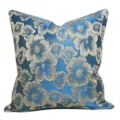 Dettaglio fodera cuscino jacquard floreale, tessuto cuscino divano blu lusso. - 50x50cm (Senza Imbottitura) / Blu 04 Senza Profilo